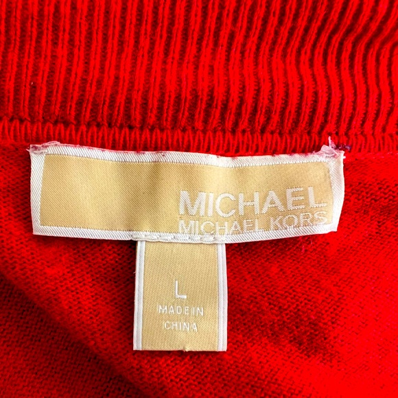 MICHAEL Michael Kors Rich Red Open Knit Cardigan w Zipper Shoulders Full Wrap L - Picture 13 of 15